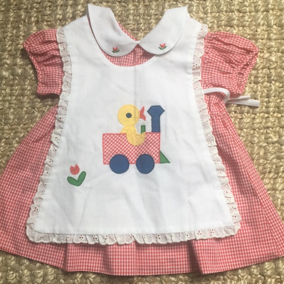 Vintage Other - Vintage girls dress/tunic w embroidered pinafore